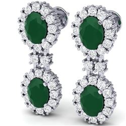 8.98 CTW Royalty Emerald & VS Diamond Earrings 18K White Gold - REF-218M2F - 38808