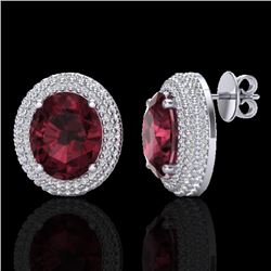 9 CTW Garnet & Micro Pave VS/SI Diamond Certified Earrings 18K White Gold - REF-153W5H - 20226