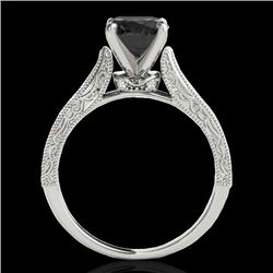 1.5 CTW Certified Vs Black Diamond Solitaire Antique Ring 10K White Gold - REF-52T5X - 34732
