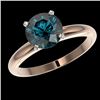 Image 1 : 2 CTW Certified Intense Blue SI Diamond Solitaire Engagement Ring 10K Rose Gold - REF-417F6M - 32939