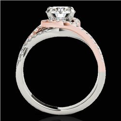 1.5 CTW H-SI/I Certified Diamond Solitaire Halo Ring Two Tone 10K White & Rose Gold - REF-178M2F - 3