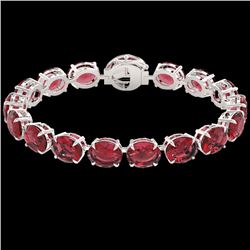65 CTW Pink Tourmaline & Micro VS/SI Diamond Halo Bracelet 14K White Gold - REF-772Y2N - 22273