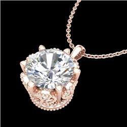 1.36 CTW VS/SI Diamond Solitaire Art Deco Necklace 18K Rose Gold - REF-361K8R - 37245
