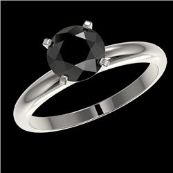 1.50 CTW Fancy Black VS Diamond Solitaire Engagement Ring 10K White Gold - REF-47N3Y - 32925