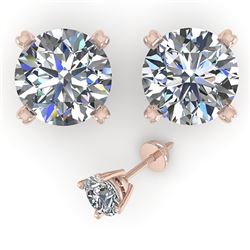 2.53 CTW Certified VS/SI Diamond Stud Earrings 14K Rose Gold - REF-674K4R - 30597