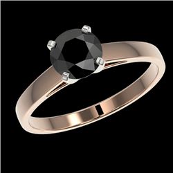 1 CTW Fancy Black VS Diamond Solitaire Engagement Ring 10K Rose Gold - REF-34M2F - 32985