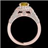 Image 1 : 2.56 CTW Certified Si Fancy Intense Yellow Diamond Solitaire Halo Ring 10K Rose Gold - REF-345K5R - 