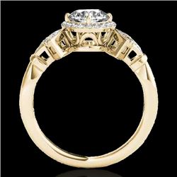 1.56 CTW H-SI/I Certified Diamond Solitaire Halo Ring 10K Yellow Gold - REF-209K3R - 34330