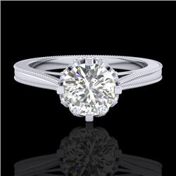 1.14 CTW VS/SI Diamond Art Deco Ring 18K White Gold - REF-220F5M - 36827