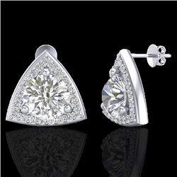 3 CTW Micro Pave Halo VS/SI Diamond Certified Stud Earrings 18K White Gold - REF-824T3X - 20188