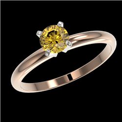 0.50 CTW Certified Intense Yellow SI Diamond Solitaire Engagement Ring 10K Rose Gold - REF-58M2F - 3