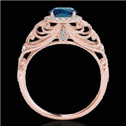 1.22 CTW SI Certified Fancy Blue Diamond Solitaire Halo Ring 10K Rose Gold - REF-170X9T - 33784