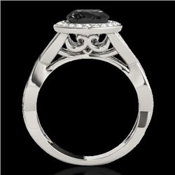 2 CTW Certified Vs Black Diamond Solitaire Halo Ring 10K White Gold - REF-94H8W - 33279