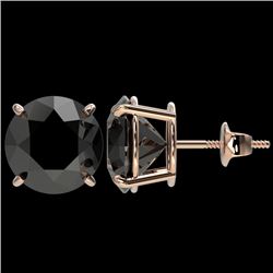 5.15 CTW Fancy Black VS Diamond Solitaire Stud Earrings 10K Rose Gold - REF-120Y5N - 36715