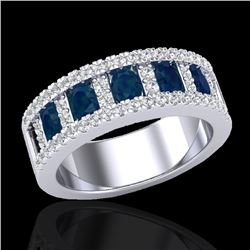 2.34 CTW Sapphire & Micro Pave VS/SI Diamond Inspired Ring 10K White Gold - REF-61N8Y - 20828