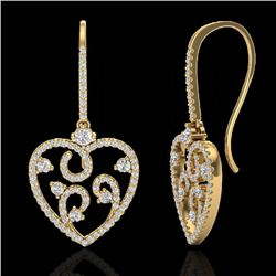2.50 CTW VS/SI Diamond Certified Micro Pave Designer Earrings 14K Yellow Gold - REF-179F3M - 20098