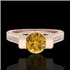 Image 1 : 2 CTW Intense Fancy Yellow Diamond Engagement Micro Pave Ring 18K Rose Gold - REF-200M2F - 37624