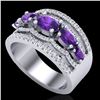 Image 1 : 2.25 CTW Amethyst & Micro Pave VS/SI Diamond Certified Designer Ring 10K White Gold - REF-66T9X - 20