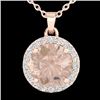 Image 1 : 1.50 CTW Morganite & Halo VS/SI Diamond Micro Necklace Solitaire 14K Rose Gold - REF-51K5R - 21565