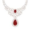 Image 1 : 87.52 CTW Royalty Ruby & VS Diamond Necklace 18K Rose Gold - REF-2000Y2N - 39840