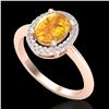 Image 1 : 1.75 CTW Citrine & Micro VS/SI Diamond Ring Solitaire Halo 14K Rose Gold - REF-40K2R - 21006