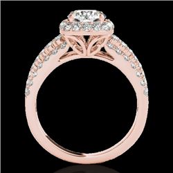 2 CTW H-SI/I Certified Diamond Solitaire Halo Ring 10K Rose Gold - REF-180X2T - 33999