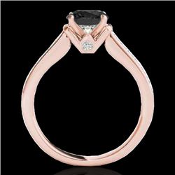 1.5 CTW Certified Vs Black Diamond Solitaire Ring 10K Rose Gold - REF-70R2K - 34929