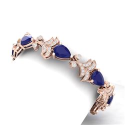 24.8 CTW Royalty Sapphire & VS Diamond Bracelet 18K Rose Gold - REF-436X4T - 38737