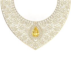 59.27 CTW Royalty Canary Citrine & VS Diamond Necklace 18K Yellow Gold - REF-2454H5W - 39584