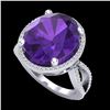 Image 1 : 10 CTW Amethyst & Micro Pave VS/SI Diamond Certified Halo Ring 18K White Gold - REF-80Y2N - 20952