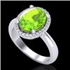 Image 1 : 2.50 CTW Peridot & Micro Pave VS/SI Diamond Certified Ring Halo 18K White Gold - REF-54T8X - 21110