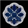 Image 1 : 4 CTW Sapphire & VS/SI Diamond Cluster Designer Halo Ring 10K White Gold - REF-60K9R - 20786