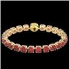Image 1 : 40 CTW Pink Tourmaline & Micro VS/SI Diamond Halo Bracelet 14K Yellow Gold - REF-476W5H - 23321