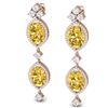 Image 1 : 12.21 CTW Royalty Canary Citrine & VS Diamond Earrings 18K Rose Gold - REF-254H5W - 38920