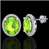 Image 1 : 5 CTW Peridot & Micro Pave VS/SI Diamond Certified Earrings Halo 18K White Gold - REF-82X2T - 21060