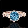 Image 1 : 1.71 CTW Fancy Intense Blue Diamond Solitaire Art Deco Ring 18K Rose Gold - REF-263M6F - 37860