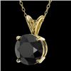 Image 1 : 1.50 CTW Fancy Black VS Diamond Solitaire Necklace 10K Yellow Gold - REF-41F3M - 33225