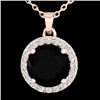Image 1 : 2 CTW Halo VS/SI Diamond Micro Pave Necklace Solitaire 14K Rose Gold - REF-64W2H - 21551
