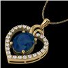 Image 1 : 4 CTW Sapphire & VS/SI Diamond Designer Inspired Heart Necklace 14K Yellow Gold - REF-74K9R - 20497