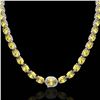 45.25 CTW Citrine & VS/SI Diamond Tennis Micro Pave Halo Necklace 14K White Gold - REF-200T2X - 4026