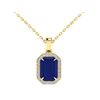 5.50 CTW Sapphire & Micro Pave VS/SI Diamond Halo Necklace 18K Yellow Gold - REF-70R2K - 21368