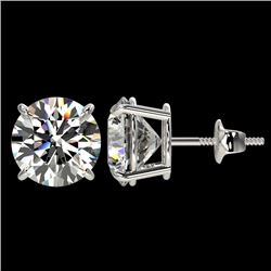 4 CTW Certified H-SI/I Quality Diamond Solitaire Stud Earrings 10K White Gold - REF-940K9R - 33131