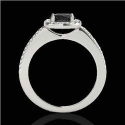 1.25 CTW Certified Vs Black Diamond Solitaire Halo Ring 10K White Gold - REF-58F8M - 33826