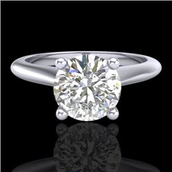 1.36 CTW VS/SI Diamond Solitaire Art Deco Ring 18K White Gold - REF-420T2X - 37289