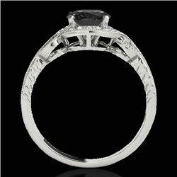 1.33 CTW Certified Vs Black Diamond Solitaire Halo Ring 10K White Gold - REF-60F4M - 33808