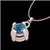 Image 1 : 1.57 CTW Fancy Intense Blue Diamond Micro Pave Stud Necklace 18K Rose Gold - REF-147K3R - 37636