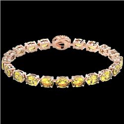 29 CTW Citrine & VS/SI Diamond Tennis Micro Pave Halo Bracelet 14K Rose Gold - REF-117F3M - 23419