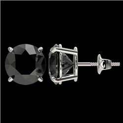 4.19 CTW Fancy Black VS Diamond Solitaire Stud Earrings 10K White Gold - REF-100R2K - 36711