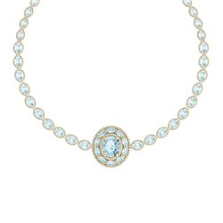 45.12 CTW Royalty Sky Topaz & VS Diamond Necklace 18K Yellow Gold - REF-836H4W - 39287