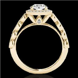 1.5 CTW H-SI/I Certified Diamond Solitaire Halo Ring 10K Yellow Gold - REF-178X2T - 33600